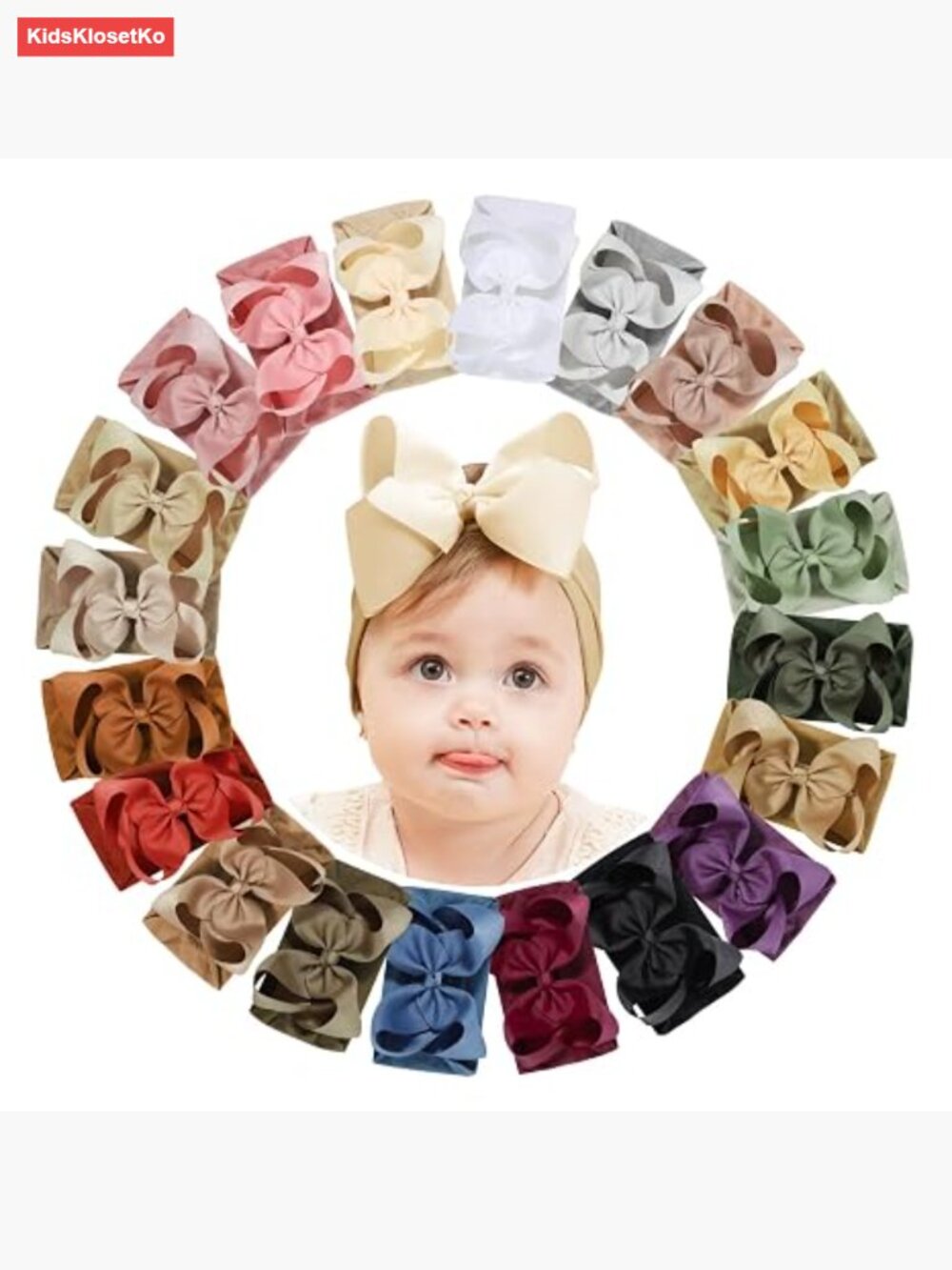 20 Pack Baby Girl Hair Bows Nylon Stretch Headbands Set Infant Toddler Newborn
